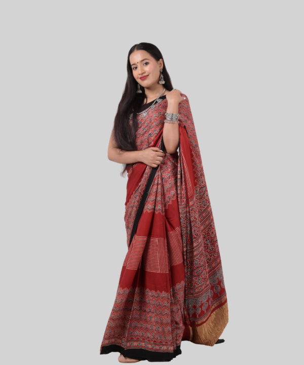 Modal Silk - Ajrakh Print with Lagdi Patta