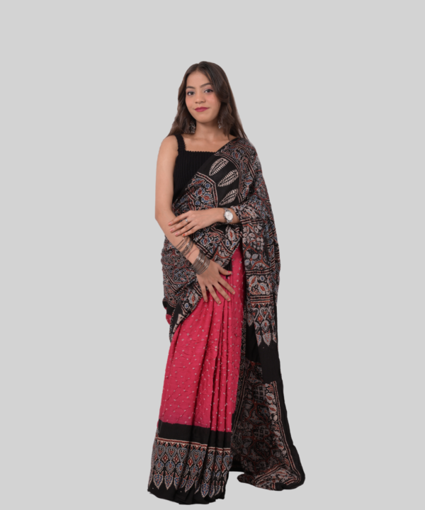 Modal Silk - Ajrakh with bandhani