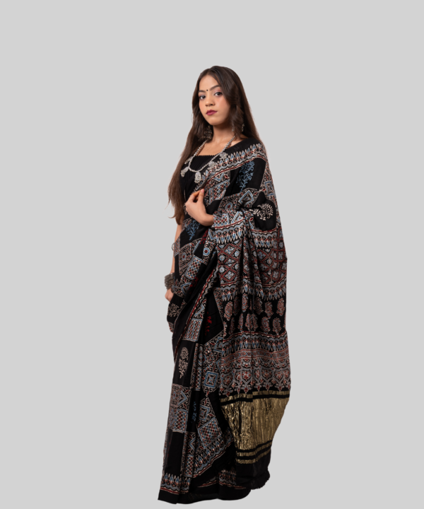 Modal Silk - Ajrakh Print with Lagdi Patta