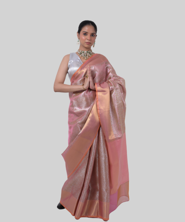 Banarasi Soft Silk Peach - Pink