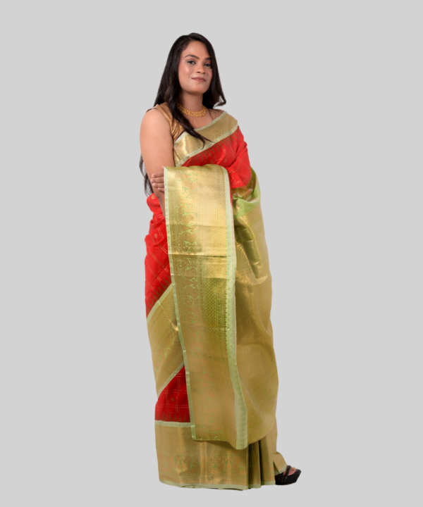 Gadwal Silk - Golden & Orange