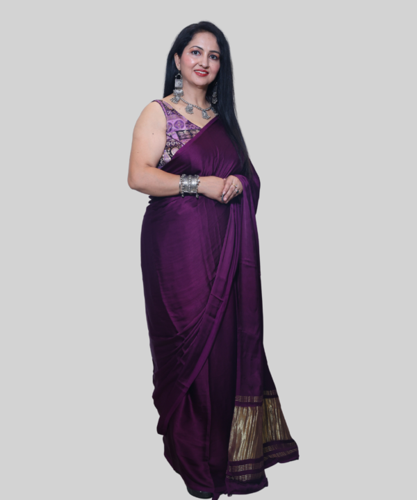 Modal Silk Plain Saree with Lagdi Patta