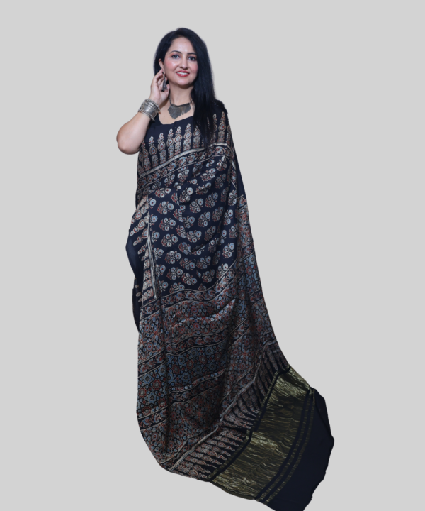 Modal Silk - Ajrakh Print with Lagdi Patta