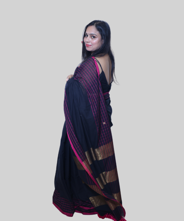 Mal Cotton with Golden Zari Strip Palla