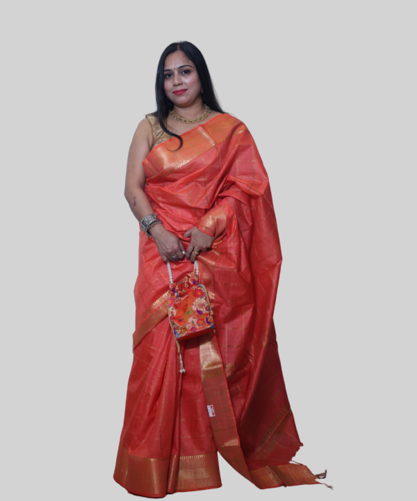 Maheshwari Silk - Copper Check