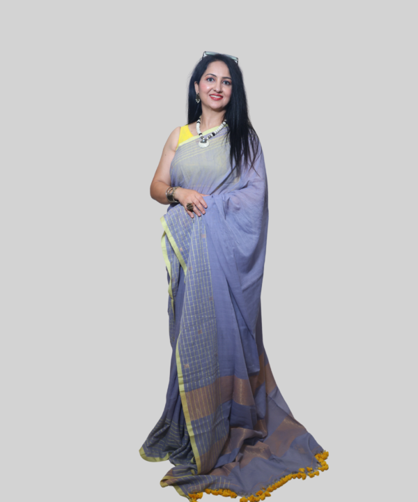 Mal Cotton with Golden Zari Strip Palla